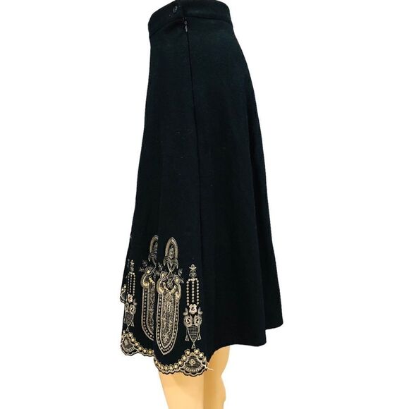 Vintage Joy London Skirt 100% Wool Embroidered Sequins Full Lining - Picture 5 of 11